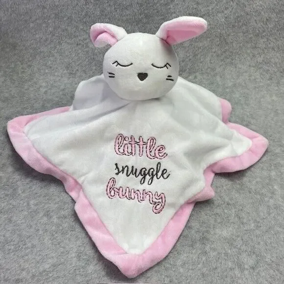 Nursery Rhyme White Pink Little Snuggle Bunny Rabbit Lovey Security Blanket NWOT - Picture 1 of 7